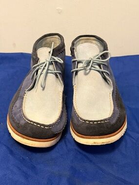Men's Three-Tone blue 100% Suede Moc Toe Casual Shoes